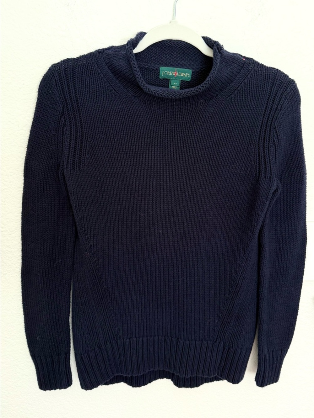 J. Crew Always Vintage Roll Neck Sweater Oarsman Cotton Navy Coastal 90s Sz XS